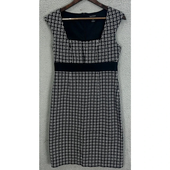 White House Black Market Sheath Dress Womens 4‎ Geometric Babydoll Milkmaid - Picture 1 of 9